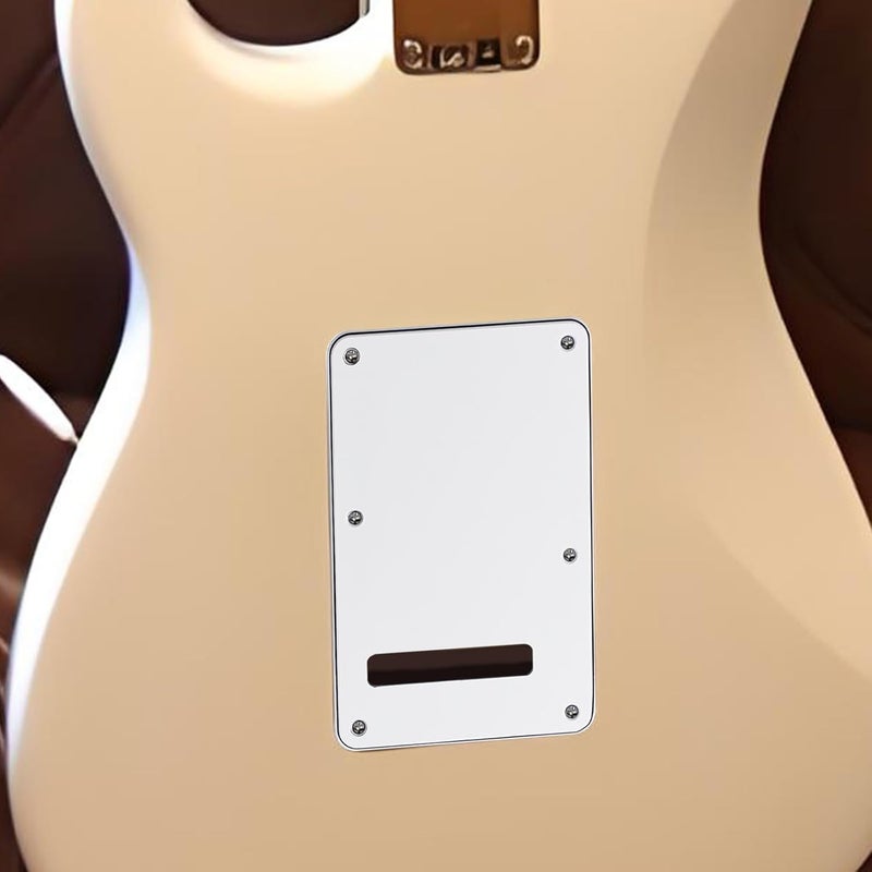 phrilam Store 6 Holes Guitar Back Plate Cavity Cover Pickguard for Fender Standard Stratocaster Strat ST Modern Style Electric Guitar,White 3ply - Image 4